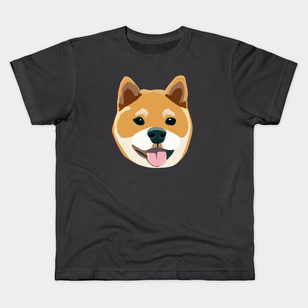 Shiba Inu Happy Dog Illustration Kids T-Shirt by MariaWorkman